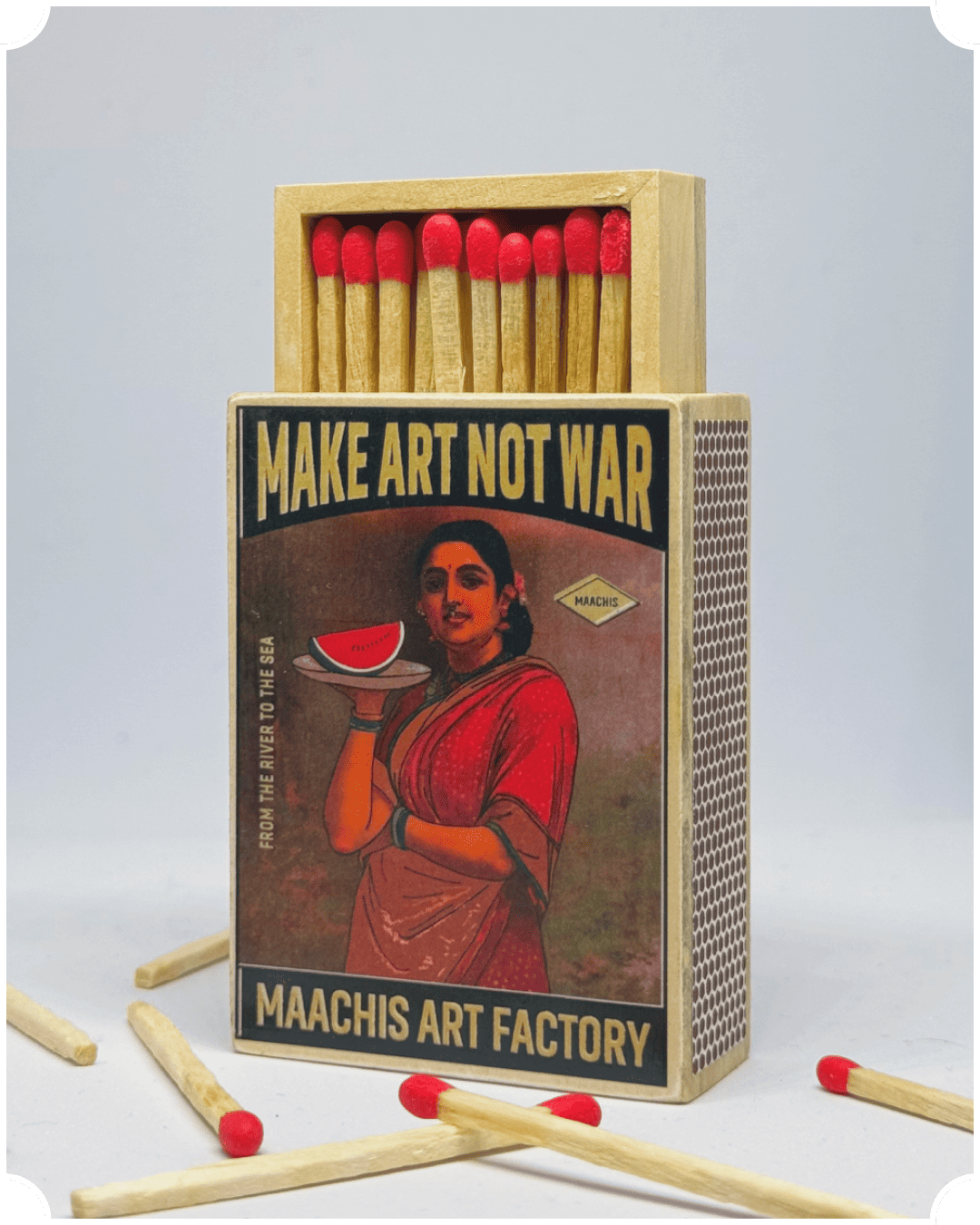 Make-art-not-war-matchbox